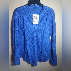 New Vintage Goa Top Women L Pullover Boho Artsy Textured Coastal Tunic Top